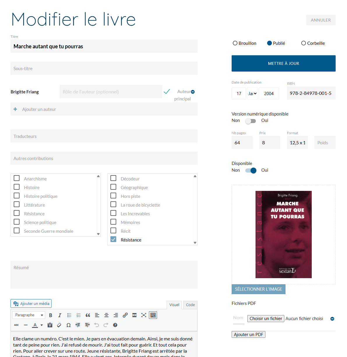 Une page de livre